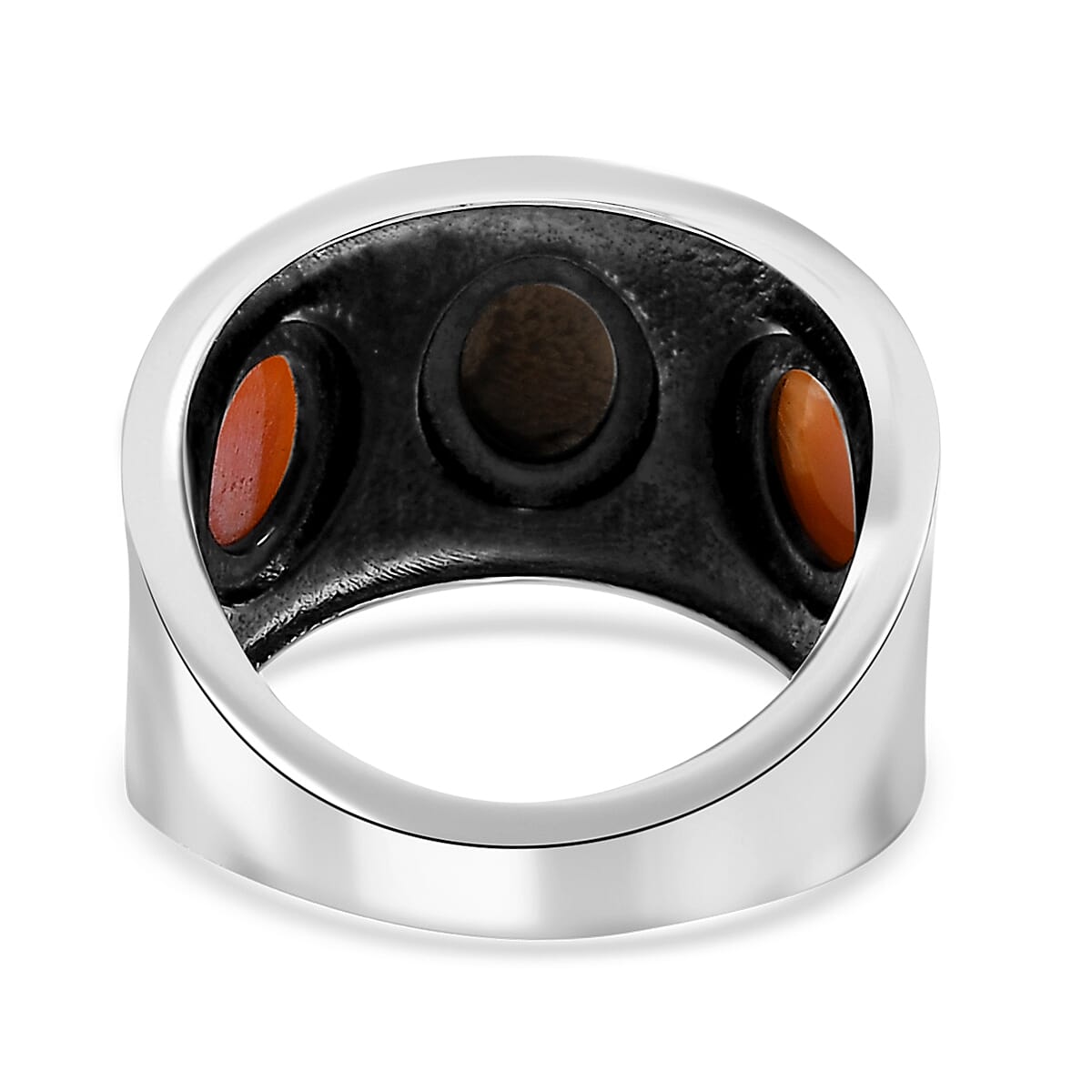 D'Joy Artisan Crafted Natural Italian Conch Cameo 1.90 ctw Whispers of Time Ring in Black Oxidized Sterling Silver (Size 10.0)