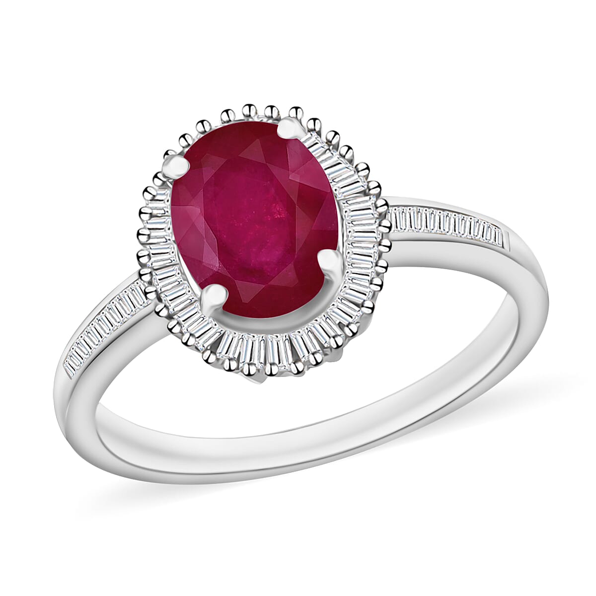 Rhapsody AAAA Mozambique Ruby and E-F VS2 Diamond 1.85 ctw Ring in 950 Platinum (Size 10.0) image number 0