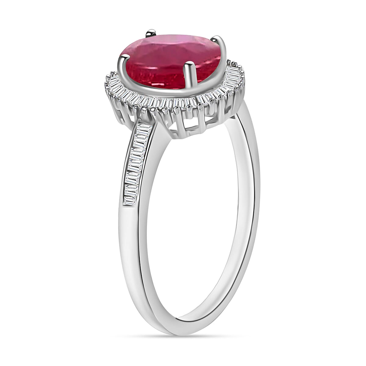 Rhapsody AAAA Mozambique Ruby and E-F VS2 Diamond 1.85 ctw Ring in 950 Platinum (Size 10.0) image number 2