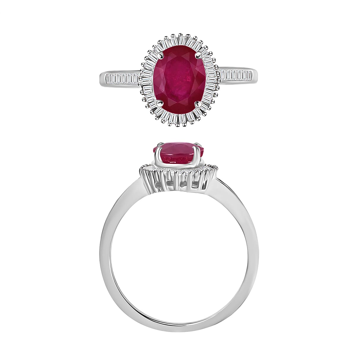 Rhapsody AAAA Mozambique Ruby and E-F VS2 Diamond 1.85 ctw Ring in 950 Platinum (Size 10.0) image number 3