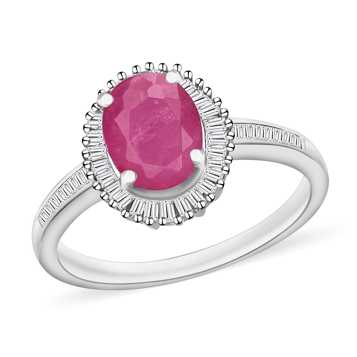 Mozambique Ruby and Diamond 1.85 ctw Ring in 18K Vermeil Rose Gold Over Sterling Silver (Size 10.0) image number 0