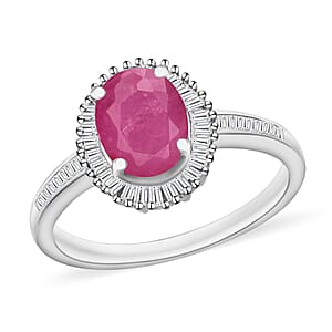 Mozambique Ruby and Diamond 1.85 ctw Ring in 18K Vermeil Rose Gold Over Sterling Silver (Size 10.0)