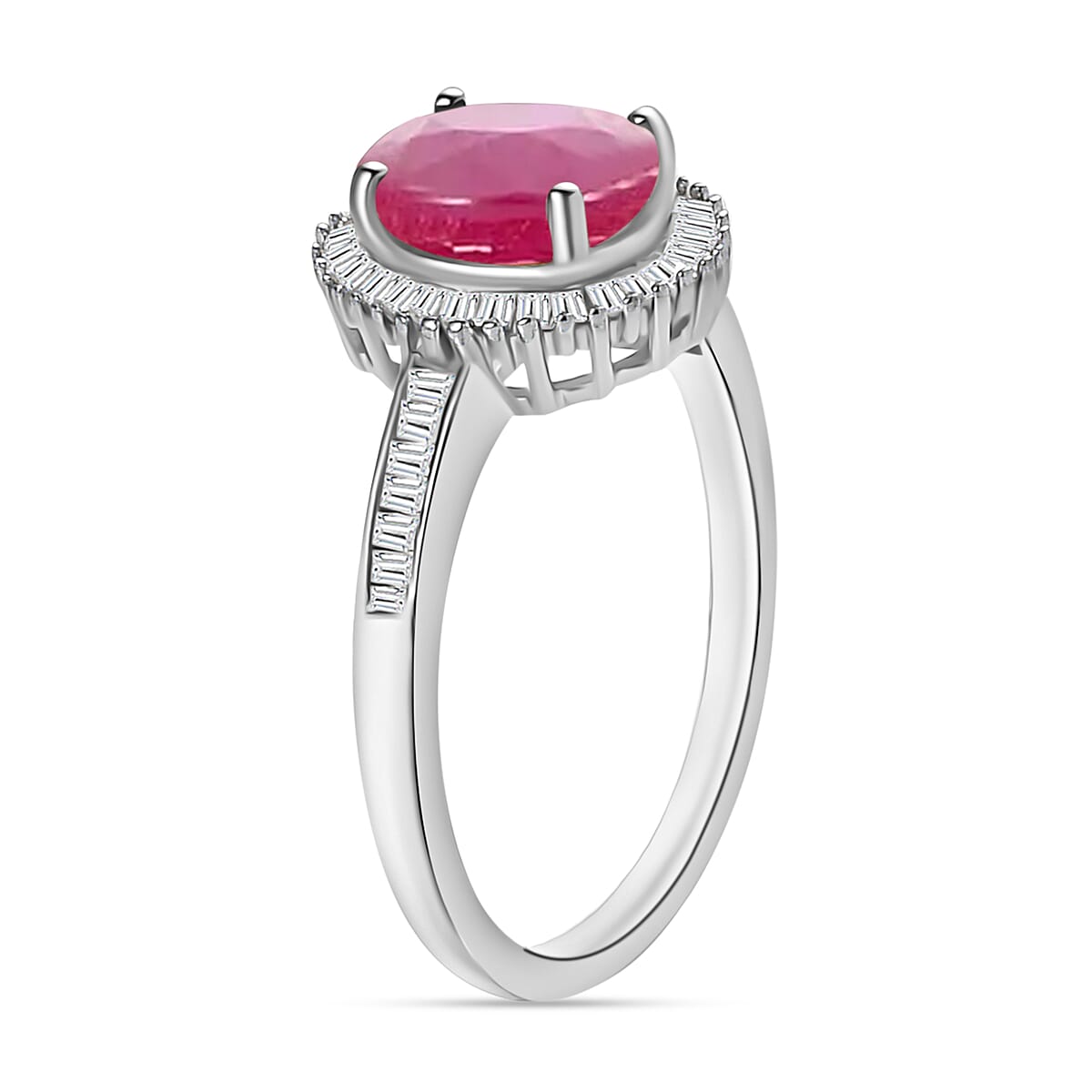 Mozambique Ruby and Diamond 1.85 ctw Ring in 18K Vermeil Rose Gold Over Sterling Silver (Size 10.0) image number 2