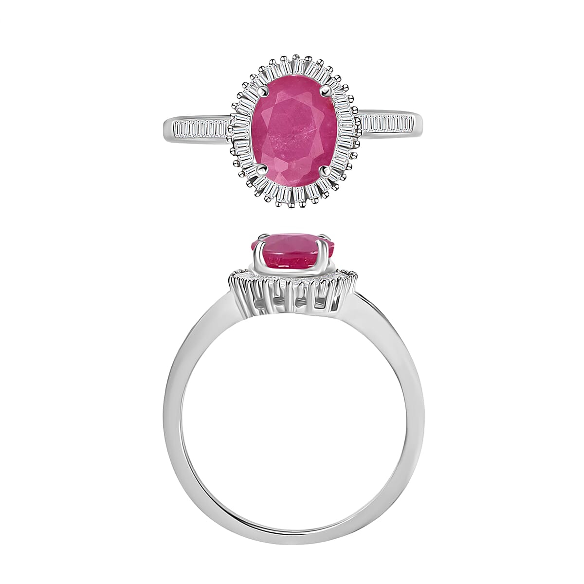 Mozambique Ruby and Diamond 1.85 ctw Ring in 18K Vermeil Rose Gold Over Sterling Silver (Size 10.0) image number 3