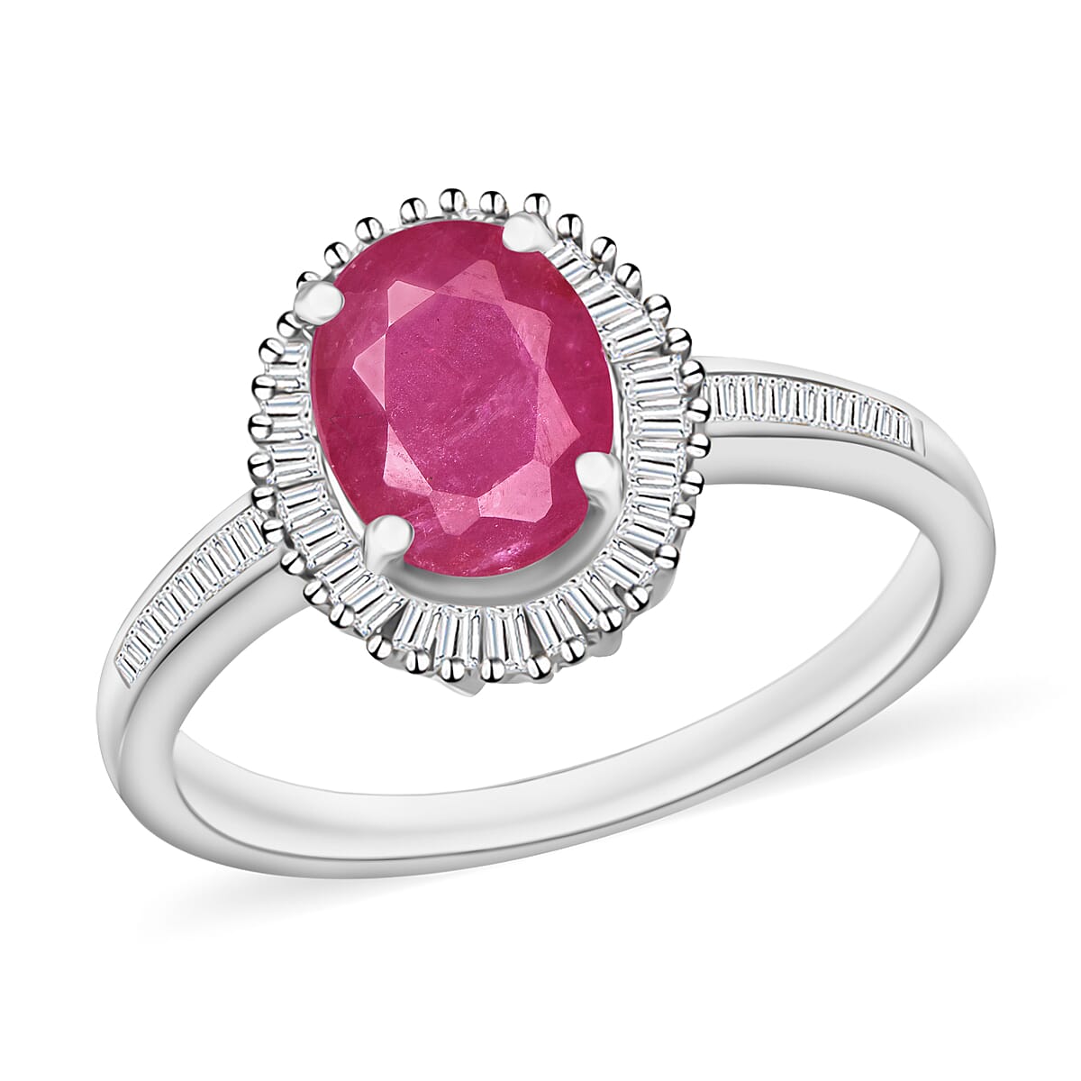 Luxoro Premium Mozambique Ruby and G-H I2 Diamond 1.85 ctw Ring in 14K White Gold (Size 10.0) image number 0