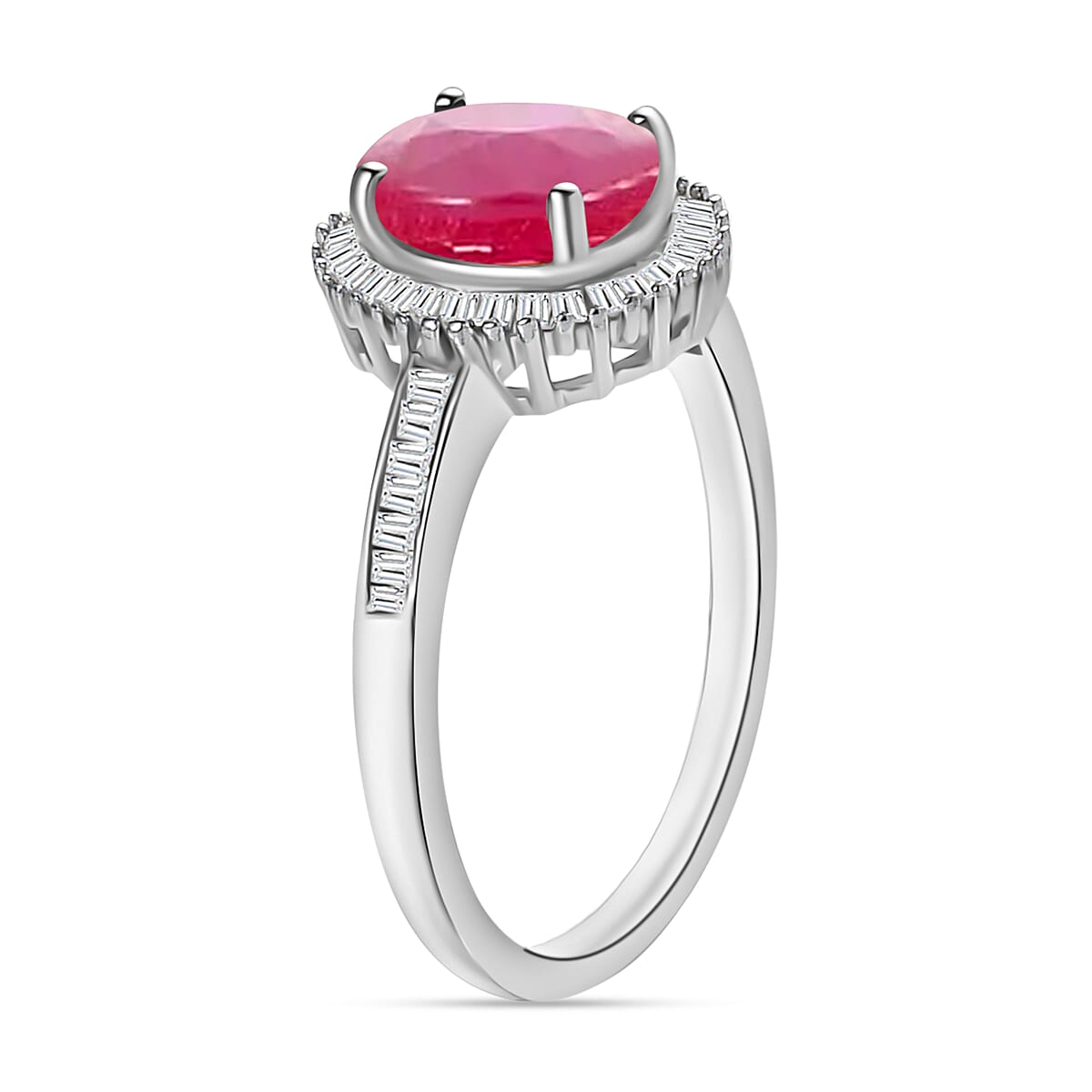 Luxoro Premium Mozambique Ruby and G-H I2 Diamond 1.85 ctw Ring in 14K White Gold (Size 10.0) image number 2