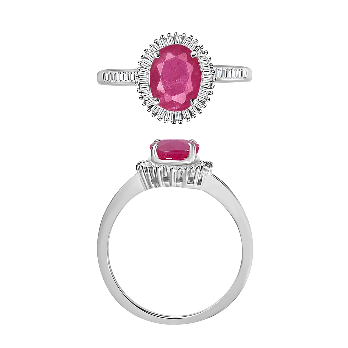 Luxoro Premium Mozambique Ruby and G-H I2 Diamond 1.85 ctw Ring in 14K White Gold (Size 10.0) image number 3