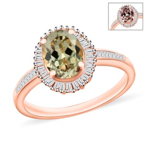Turkizite and White Diamond 1.50 ctw Ring in 18K Vermeil Rose Gold Over Sterling Silver (Size 10.0)