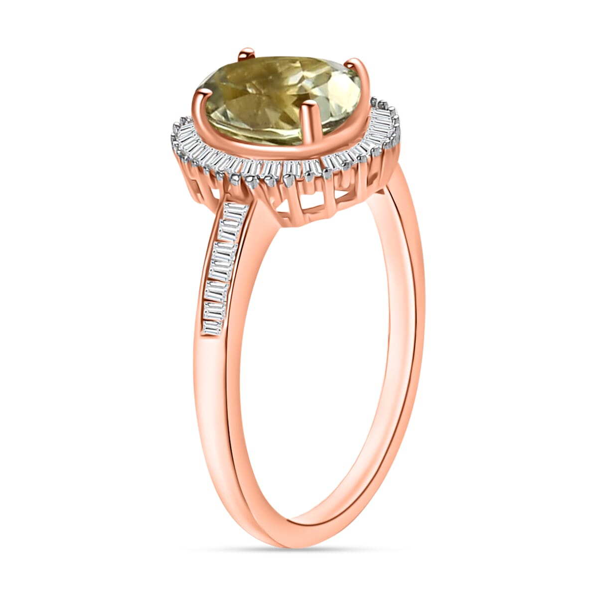 Turkizite and White Diamond 1.50 ctw Ring in 18K Vermeil Rose Gold Over Sterling Silver (Size 10.0) image number 2