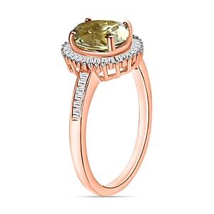 D'Joy Turkizite, White Diamond Ring in 18K Vermeil Rose Gold Over Sterling Silver 1.50 ctw (Size 10.0)