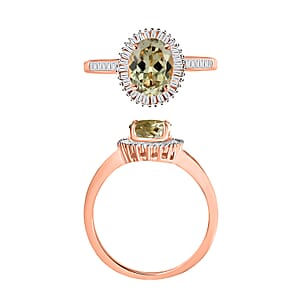 D'Joy Turkizite, White Diamond Ring in 18K Vermeil Rose Gold Over Sterling Silver 1.50 ctw (Size 10.0)