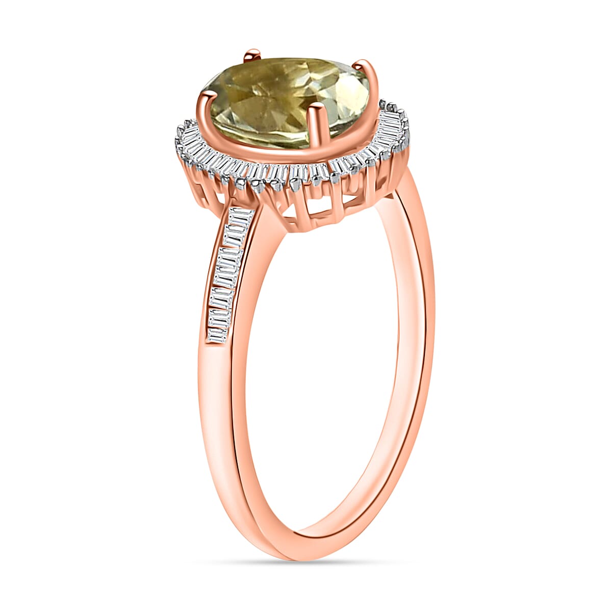 Buy D'Joy Turkizite, White Diamond Ring in 18K Vermeil Rose Gold Over ...