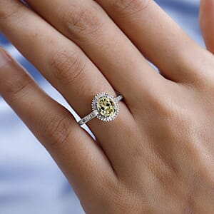 D'Joy Turkizite and White Diamond 1.50 ctw Ring in Rhodium Over Sterling Silver (Size 5.5)