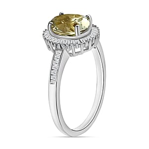 D'Joy Turkizite and White Diamond 1.50 ctw Ring in Rhodium Over Sterling Silver (Size 5.5)