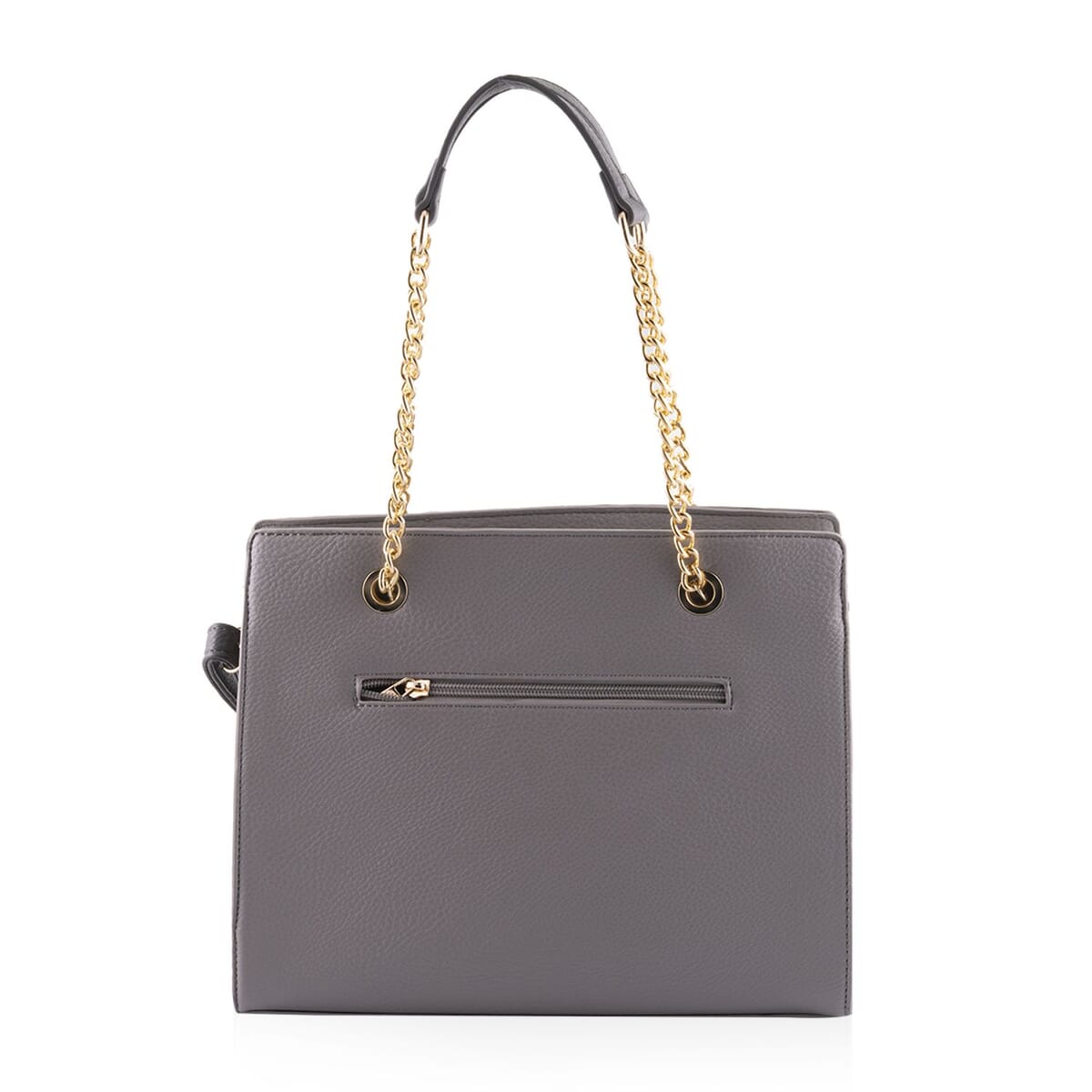 Closeout Gloria Vanderbilt Gray Faux Leather Satchel Bag with Chain Strap image number 3