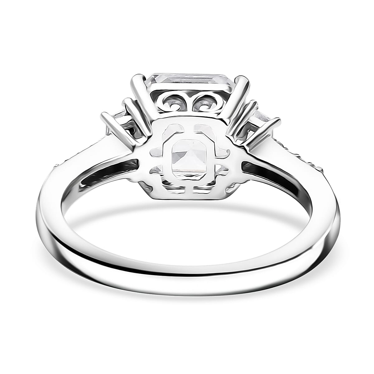 D'Joy Asscher-cut Lab Created White Sapphire and White Topaz 4.00 ctw Art Deco Ring in Platinum Over Sterling Silver (Size 10.0)