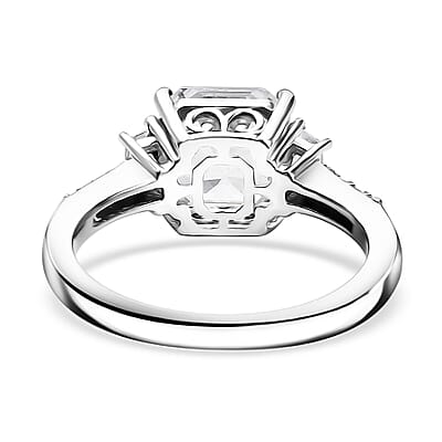 D'Joy Asscher-cut Lab Created White Sapphire and White Topaz 4.00 ctw Art Deco Ring in Platinum Over Sterling Silver (Size 10.0)