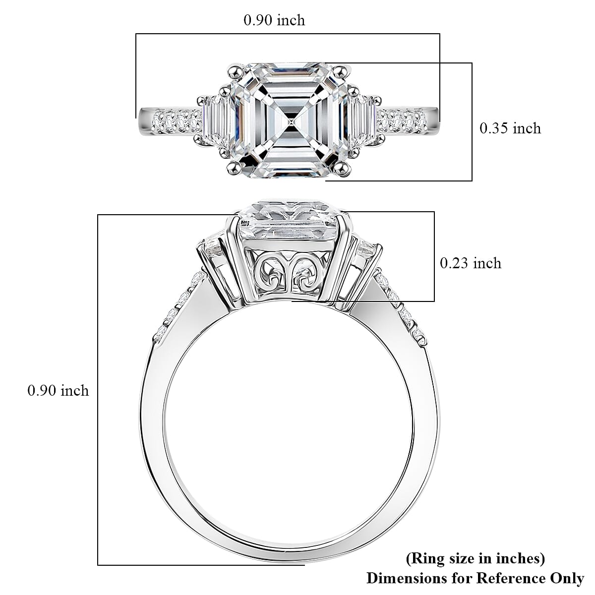 D'Joy Asscher-cut Lab Created White Sapphire and White Topaz 4.00 ctw Art Deco Ring in Platinum Over Sterling Silver (Size 10.0)