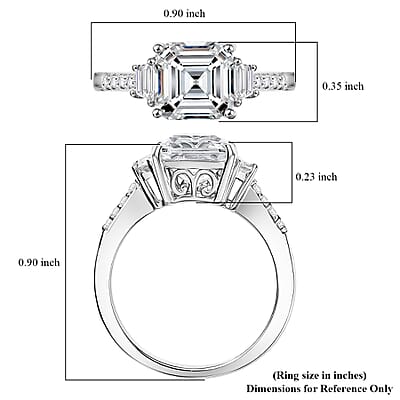 D'Joy Asscher-cut Lab Created White Sapphire and White Topaz 4.00 ctw Art Deco Ring in Platinum Over Sterling Silver (Size 10.0)