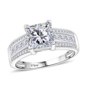 Squartuguese Cut Moissanite 2.40 ctw Bridge Ring in Rhodium Over Sterling Silver (Size 10.0)
