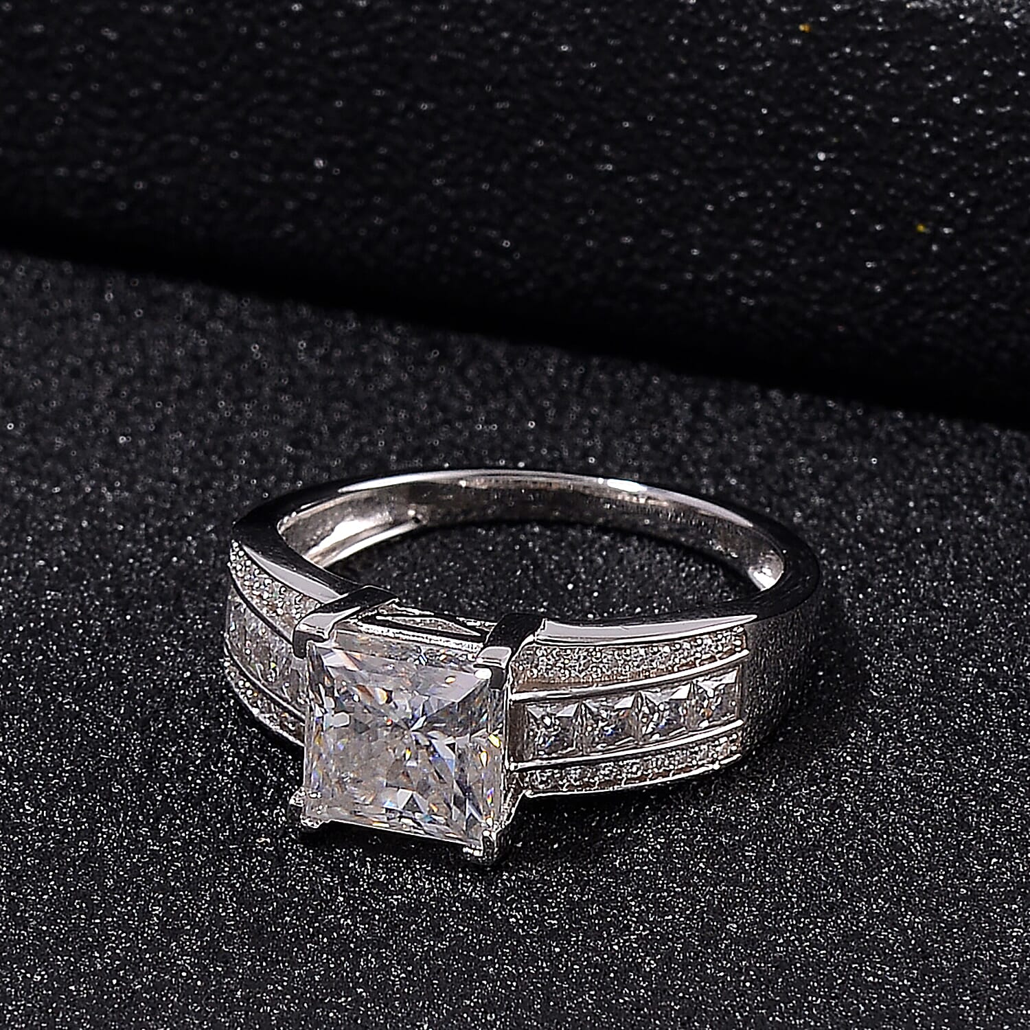Squartuguese Cut Moissanite 2.40 ctw Bridge Ring in Rhodium Over Sterling Silver (Size 10.0)