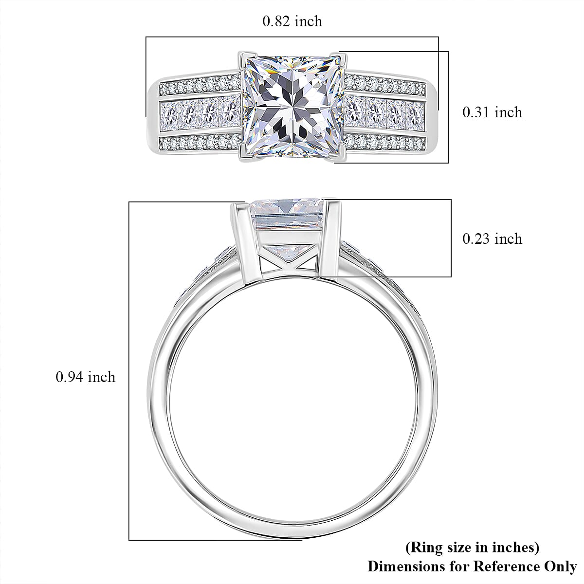 Squartuguese Cut Moissanite 2.40 ctw Bridge Ring in Rhodium Over Sterling Silver (Size 10.0)