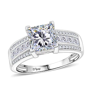 Squartuguese Cut Moissanite 2.40 ctw Bridge Ring in Rhodium Over Sterling Silver (Size 6.0)