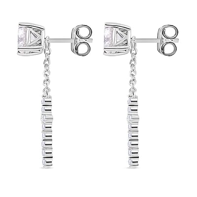 Moissanite 1.85 ctw Cross Earrings in Rhodium Over Sterling Silver