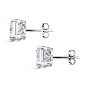 Squartuguese Cut Moissanite 3.90 ctw Solitaire Stud Earrings in Rhodium Over Sterling Silver