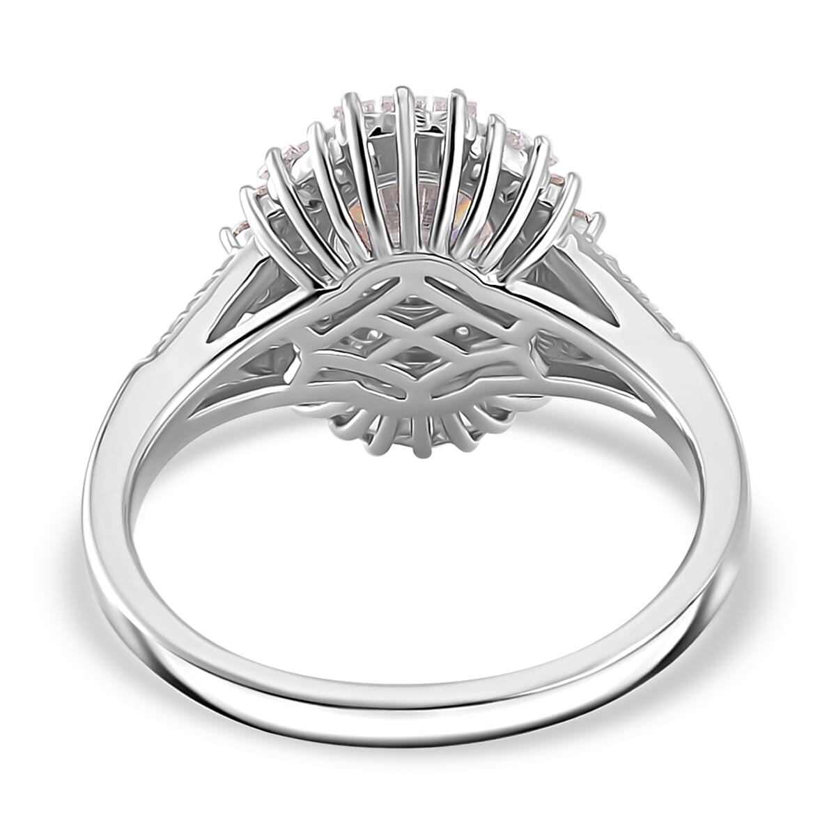 Heart & Arrow Cut Moissanite 1.60 ctw Ring in Rhodium Over Sterling Silver (Size 10.0) image number 4