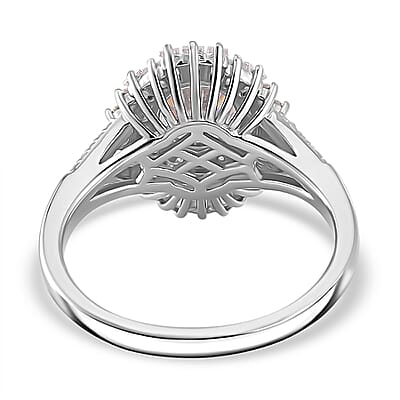 Heart & Arrow Cut Moissanite 1.60 ctw Ring in Rhodium Over Sterling Silver (Size 10.0)