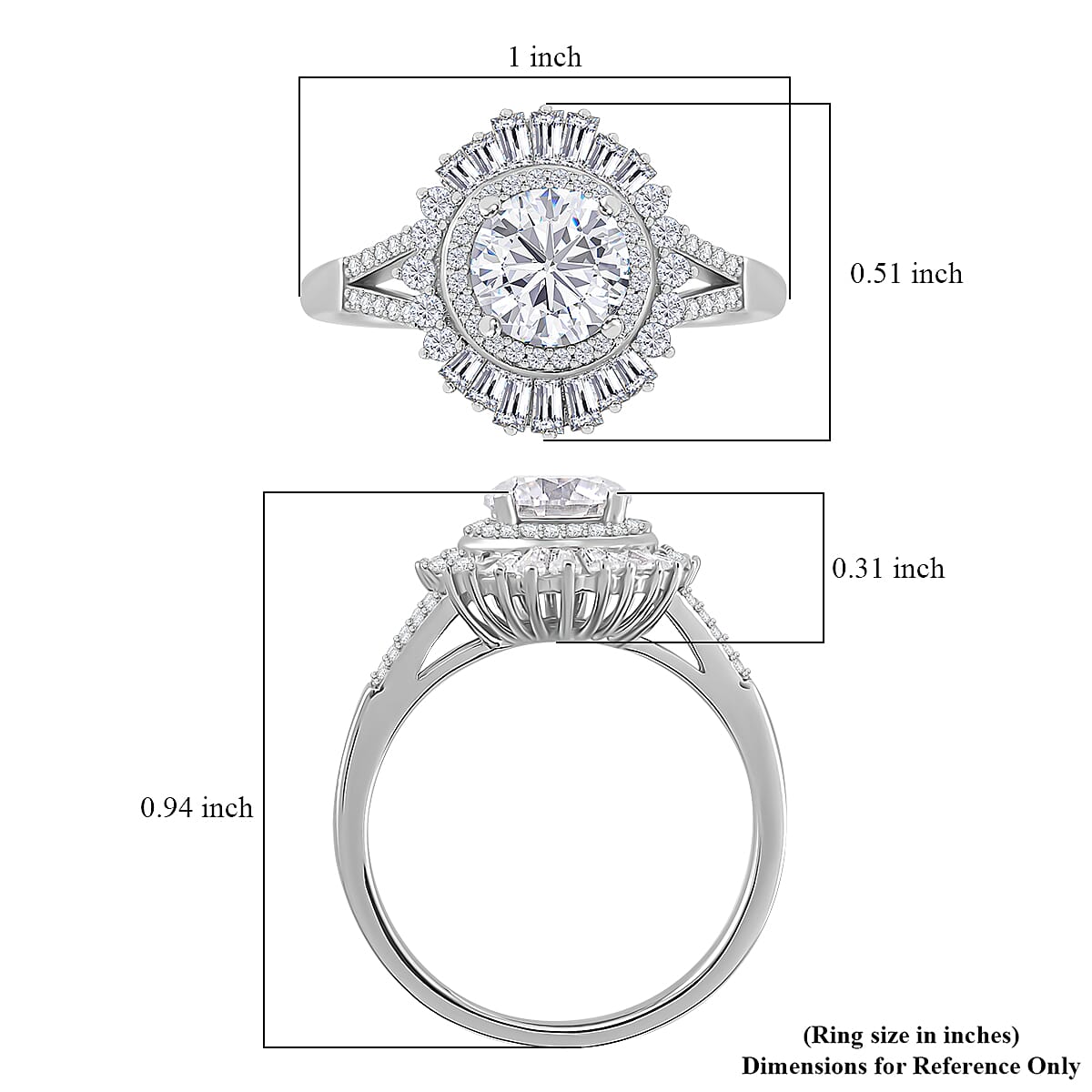 Heart & Arrow Cut Moissanite 1.60 ctw Ring in Rhodium Over Sterling Silver (Size 9.0) image number 5