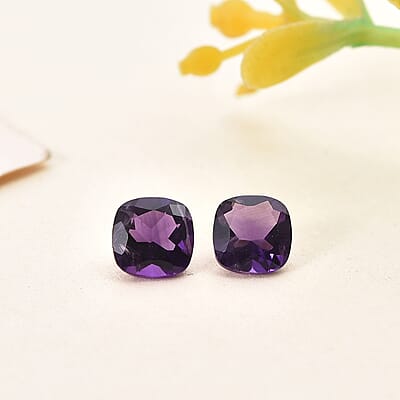 African Amethyst Set of 2 (Cush 5x5 mm) 0.88 ctw Loose Gemstone