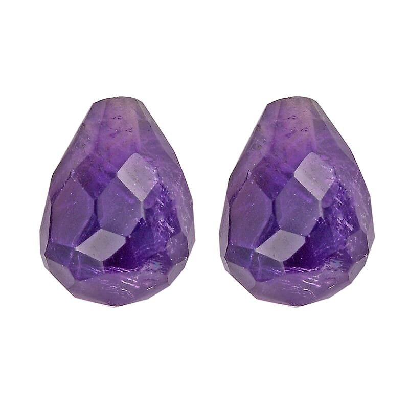 African Amethyst Set of 2 (Drop 7x5 mm) 1.85 ctw Loose Gemstone