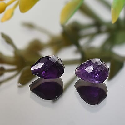 African Amethyst Set of 2 (Drop 7x5 mm) 1.85 ctw Loose Gemstone