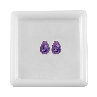 African Amethyst Set of 2 (Drop 7x5 mm) 1.85 ctw Loose Gemstone