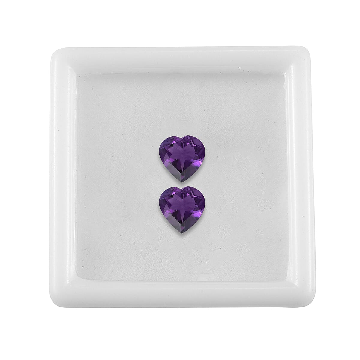 AA African Amethyst Set of 2 (Hrt 7 mm) 1.90 ctw Loose Gemstone image number 3