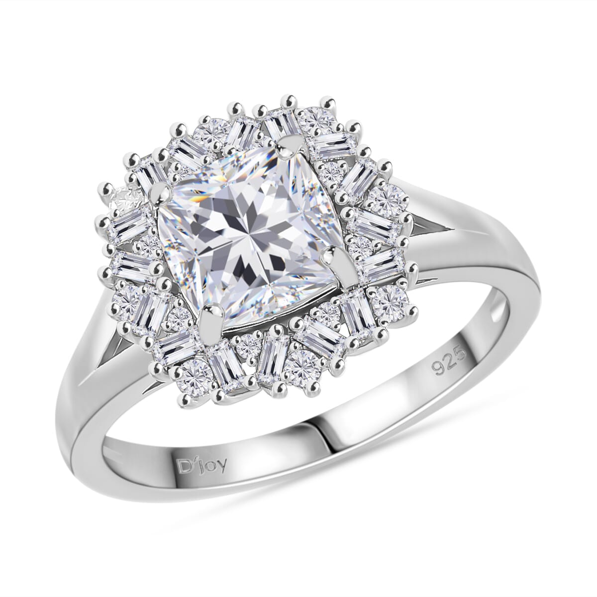 Old Mine Cut Moissanite 1.85 ctw Celestial Radiance Ring in Rhodium Over Sterling Silver (Size 5.0) image number 0