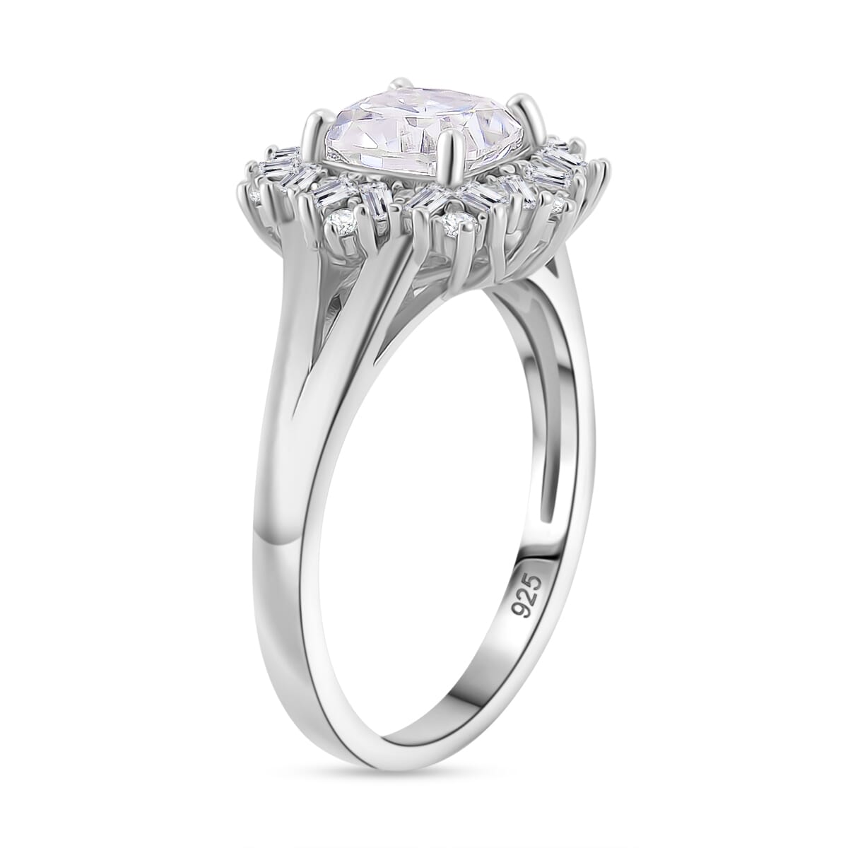 Old Mine Cut Moissanite 1.85 ctw Celestial Radiance Ring in Rhodium Over Sterling Silver (Size 5.0) image number 3