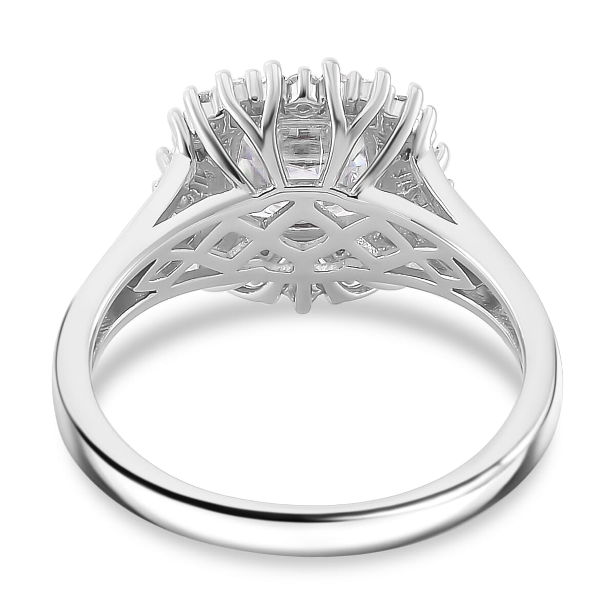 Old Mine Cut Moissanite 1.85 ctw Celestial Radiance Ring in Rhodium Over Sterling Silver (Size 5.0) image number 4
