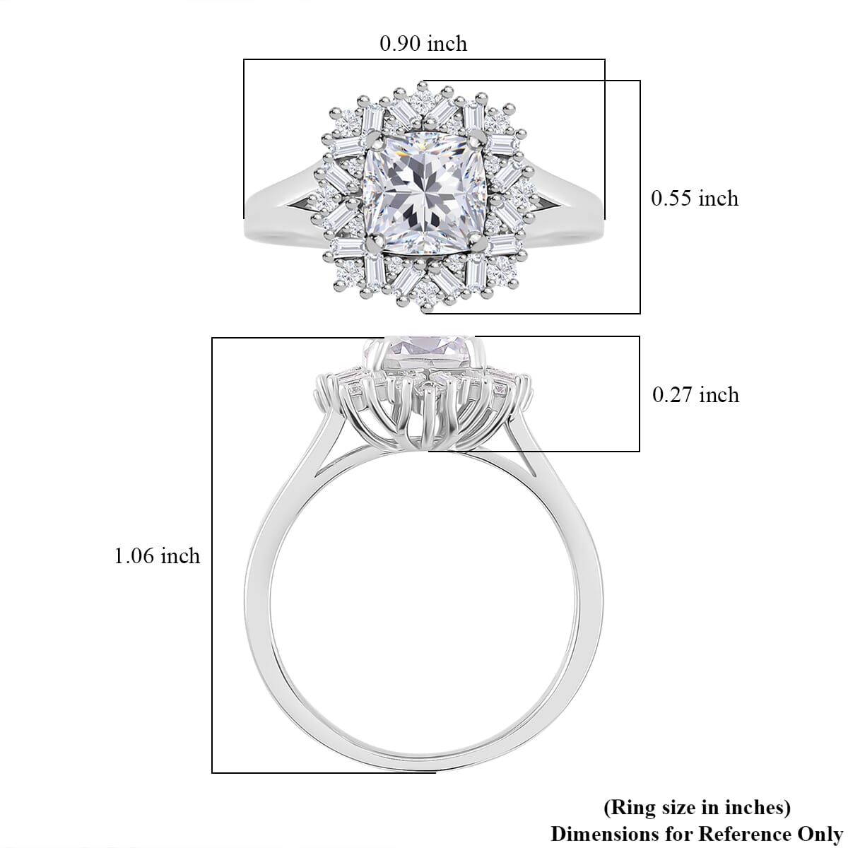 Old Mine Cut Moissanite 1.85 ctw Celestial Radiance Ring in Rhodium Over Sterling Silver (Size 5.0) image number 5