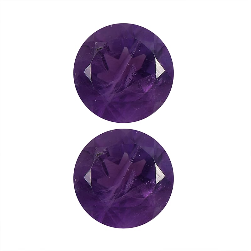 African Amethyst Set of 2 (Rnd 5 mm) 0.89 ctw Loose Gemstone