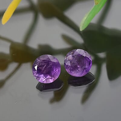African Amethyst Set of 2 (Rnd 5 mm) 0.89 ctw Loose Gemstone