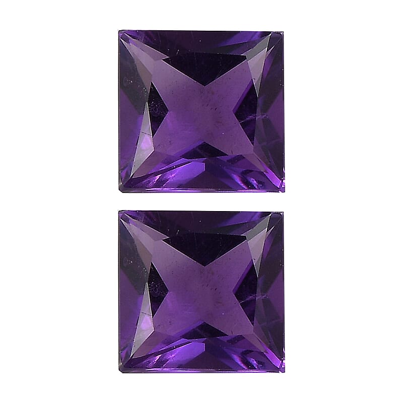 AA African Amethyst Set of 2 (Sqr 5 mm) 1.04 ctw Loose Gemstone