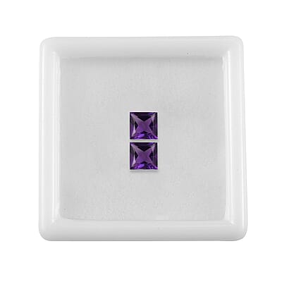 AA African Amethyst Set of 2 (Sqr 5 mm) 1.04 ctw Loose Gemstone