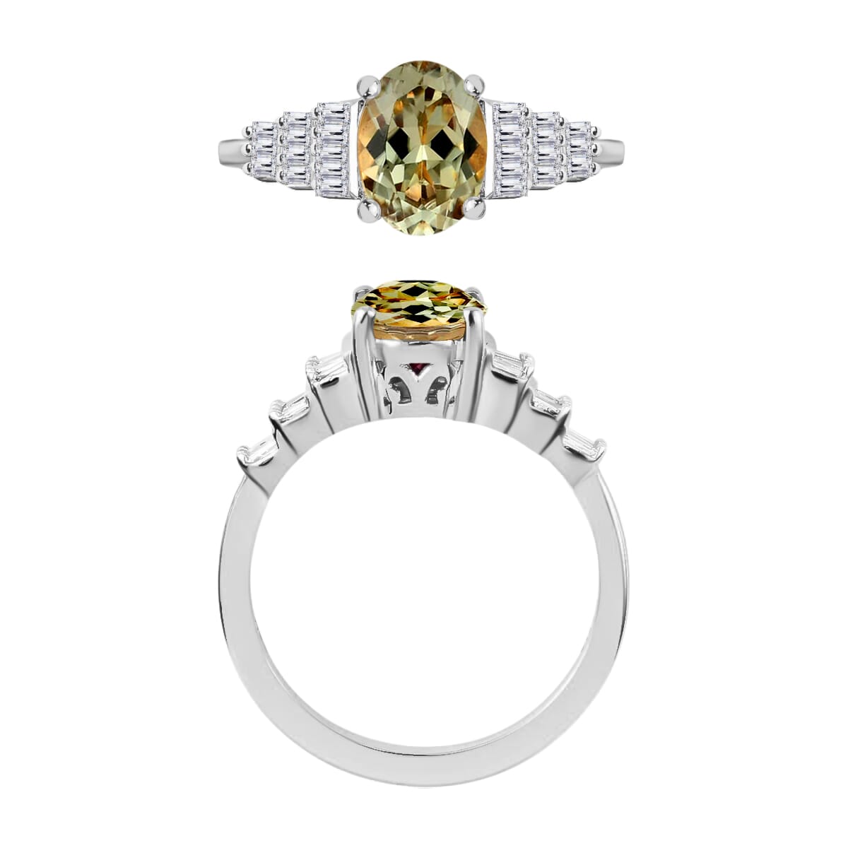 Luxoro Premium Turkizite and G-H SI Diamond 1.40 ctw Ring in 14K White Gold (Size 10.0) image number 3