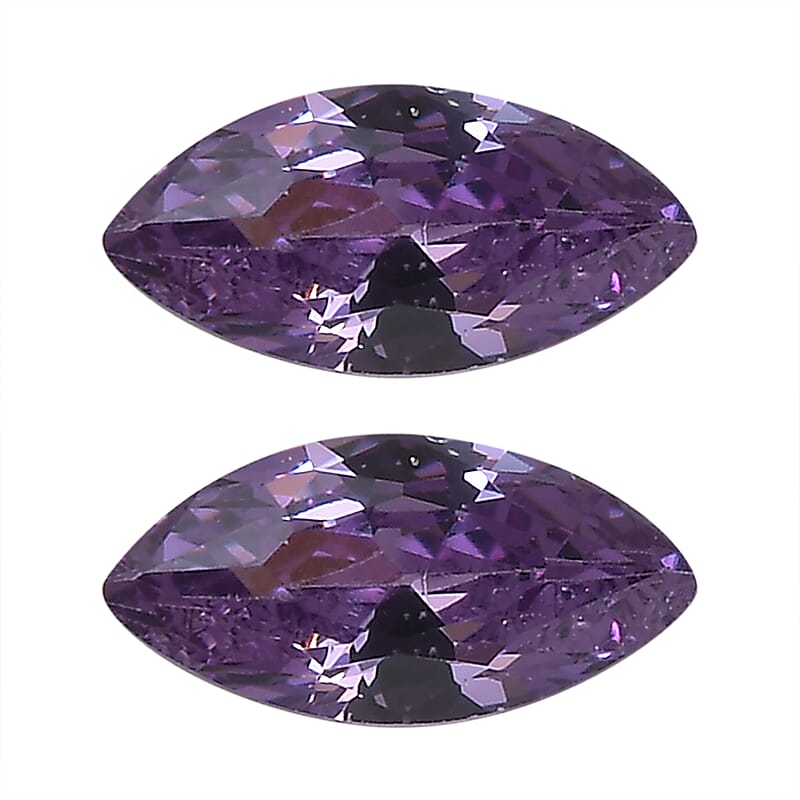Simulated Amethyst Color Diamond Set of 2 (Mrq 5x2.5 mm) 0.40 ctw Loose Gemstone