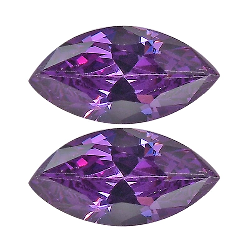 Simulated Amethyst Color Diamond Set of 2 (Mrq 6x3 mm) 0.40 ctw Loose Gemstone