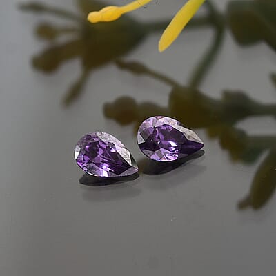 Simulated Amethyst Color Diamond Set of 2 (Pear 6x4 mm) 1.18 ctw Loose Gemstone