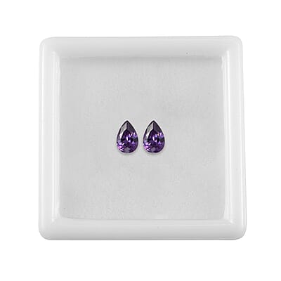 Simulated Amethyst Color Diamond Set of 2 (Pear 6x4 mm) 1.18 ctw Loose Gemstone